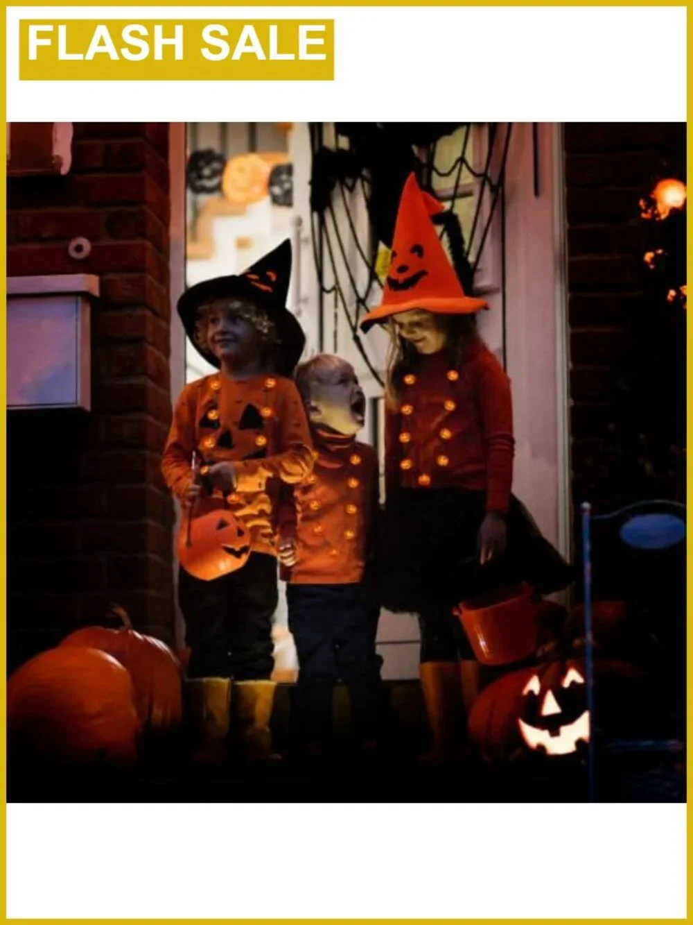 3 Pack Halloween Light Up Necklace Pumpkin LED Costume Party Favor